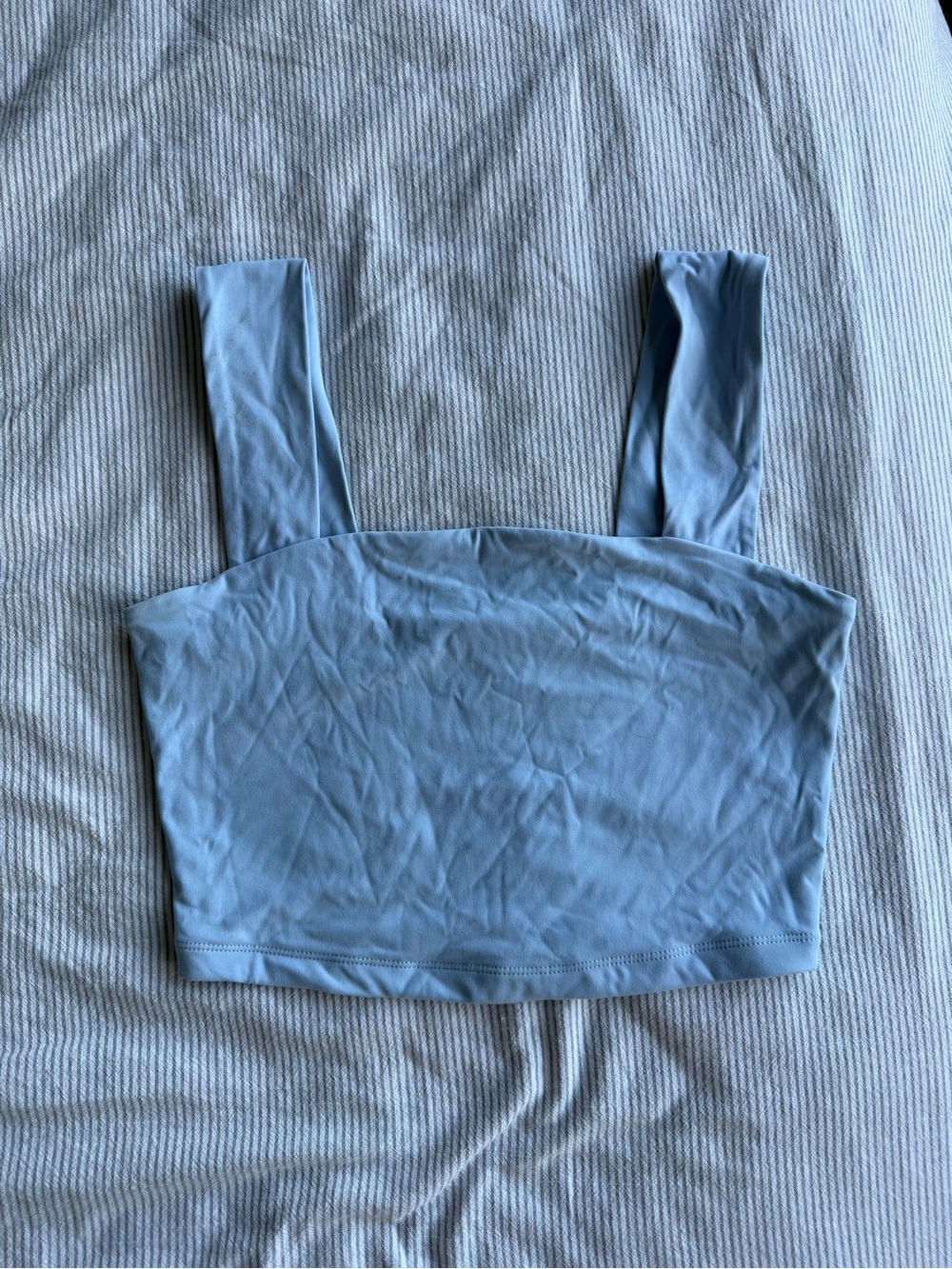 Dynamite Pastel Blue Square Neck Crop Top